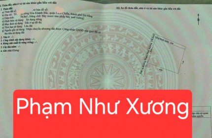 Chỉ 1.47 tỷ có lô đất kiệt- Hộ khẩu ở Đà Nẵng- kiệt Phạm Như Xương